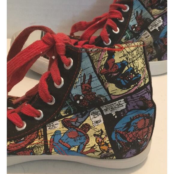 MARVEL SPIDER-MAN HIGHTOP SNEAKERS SIZE 2 UNISEX - Picture 6 of 8